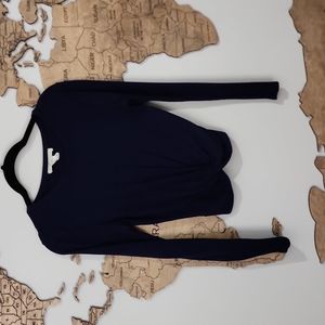 Navy blue long sleeve small twist detail top
